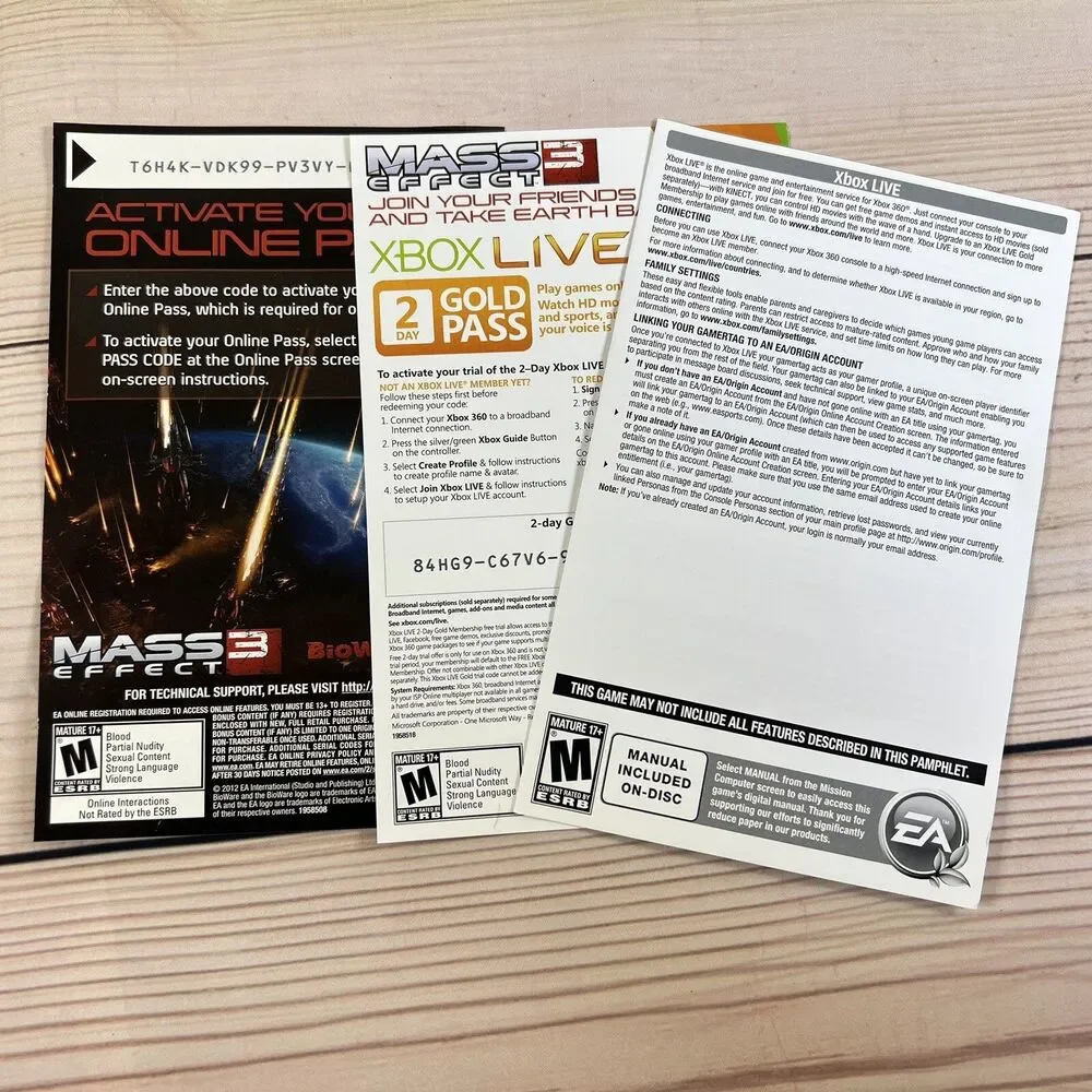 Mass Effect 3 (Xbox 360 Kinect, 2012) - 2 Disc CIB Complete Game -Tested/Working